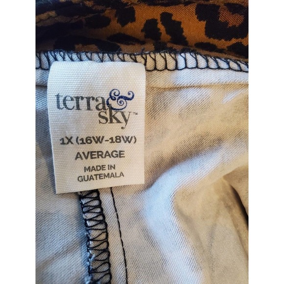 Terra & Sky Womens Brown Leopard Print Skinny Leg High Rise Casual Pants Size 1X - Picture 8 of 10